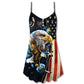 Galaxy Eagle Wildlife V-Neck Sleeveless Cami Dress For Summer Vacations Festivals And Casual Everyday Wear