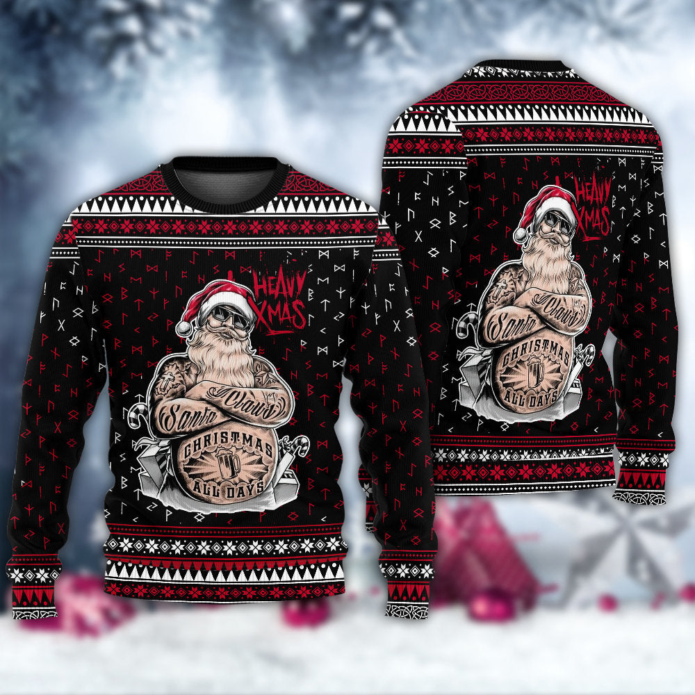 Tattoo Santa Funny Merry Christmas Sweater For Holiday Parties Family Gatherings And Seasonal Gift Giving