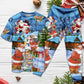Santa And Snowman Friends Christmas Short Sleeve Pajamas Set For Winter Nights And Thoughtful Gifting