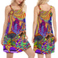 Hippie Colorful Joyful Spirit V-Neck Sleeveless Cami Dress For Music Festivals And Thoughtful Boho Gifting
