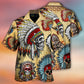 Bohemian Vintage Skull American Hawaiian Shirt Artwork View For Coastal Escapes And Resort Style