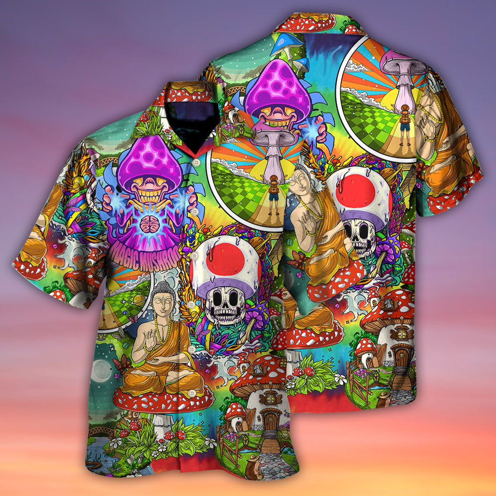 Bohemian Colorful Mushroom Peace Hawaiian Shirt For Poolside Relaxation And Sunny Getaways