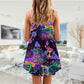 Hippie Mushroom Life Lover V-Neck Sleeveless Cami Dress For Festival Weekends Vacations And Relaxed Boho Fashion