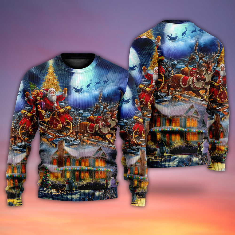Christmas Santa Snowman Family Holiday Lights Sweater For Holiday Parties Family Gatherings And Seasonal Gift Giving