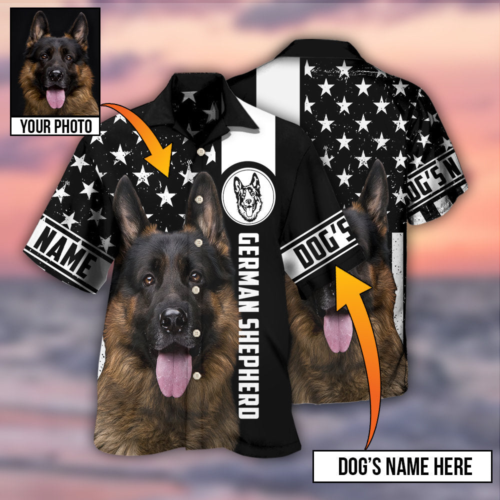 German Shepherd Strong Dog Personalized Photo Hawaiian Shirt Detailed Pattern View For Thoughtful Gifting