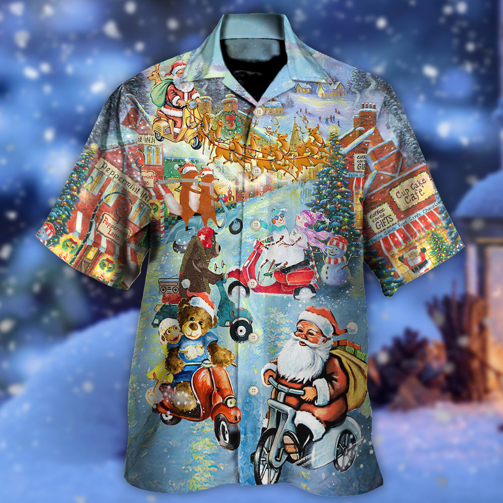 Christmas Santa Animal Driving Scooter Hawaiian Shirt Design Detail For Sunny Adventures And Casual Wear