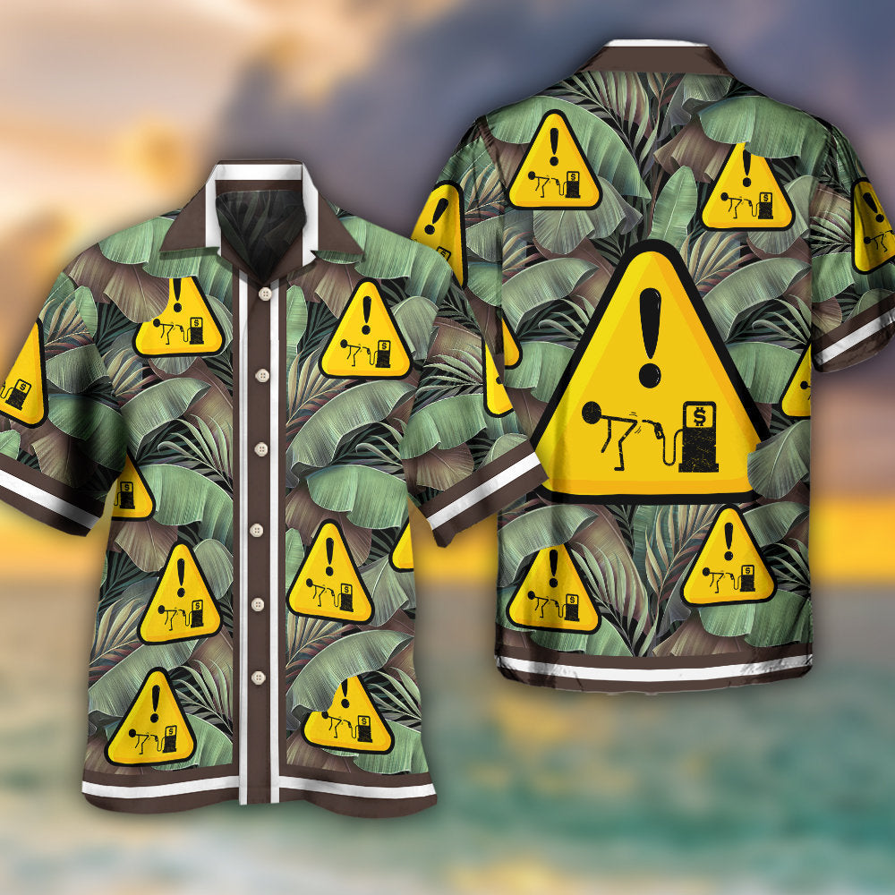 Funny Tropical Gas Pump Screwed Leaf Hawaiian Shirt For Resort Getaways And Comfortable Summer Activities