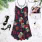 Skull Flowers Tropical V-Neck Sleeveless Cami Dress For Travel And Expressive Warm Weather Fashion
