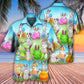 Colorful Easter Bunny Eggs Spring Hawaiian Shirt Artwork Detail For Resort Trips And Outdoor Activities