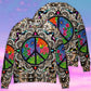 Hippie Peace Sign Galaxy Sweater For Colorful Outfits Weekend Events And Thoughtful Gift Giving