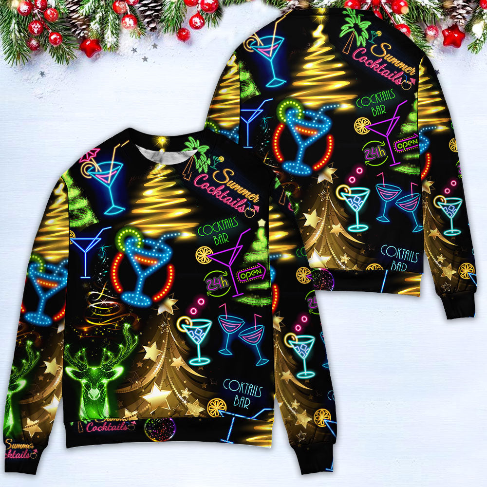 Christmas Cocktail Neon Sweater For Festive Family Events Casual Wear And Holiday Gift Giving