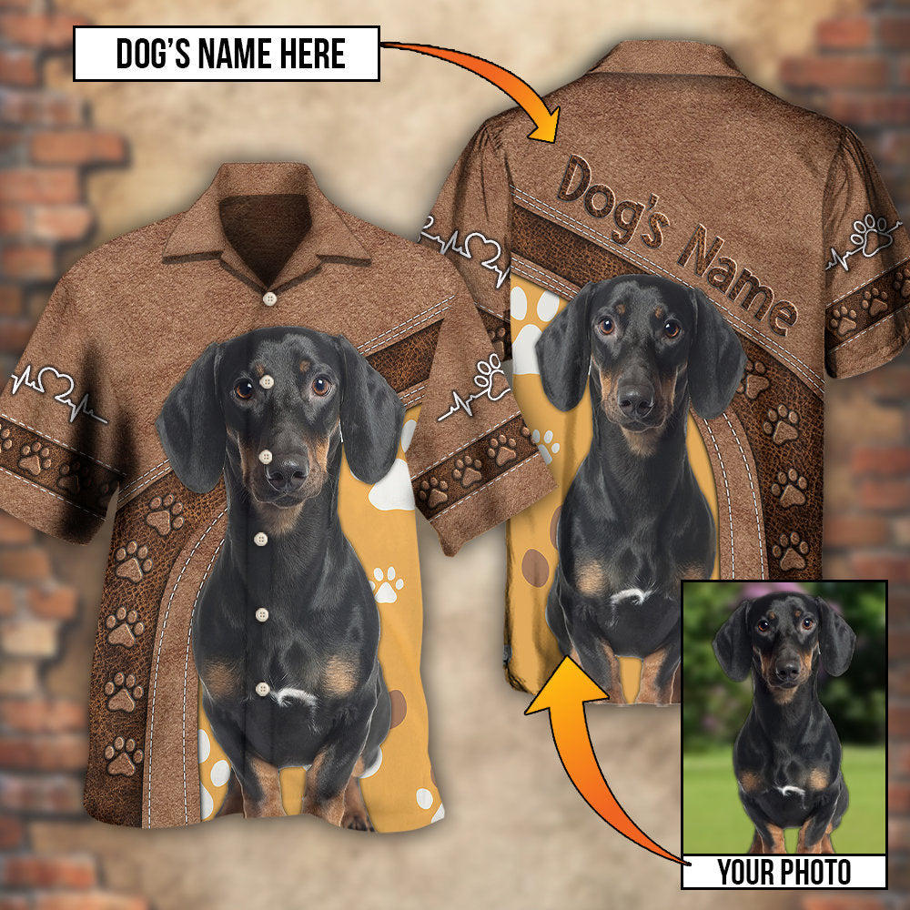 Brown Classic Dog Paw Custom Photo Personalized Hawaiian Shirt For Coastal Adventures And Warm Weather Wear
