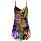 Rocker Cat Lovely Style V-Neck Sleeveless Cami Dress For Festivals Travel And Relaxed Casual Summer Wear