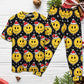 Smiling Face With Santa Hat Christmas Short Sleeve Pajamas Set For Holiday Bedtime And Cozy Home Wear