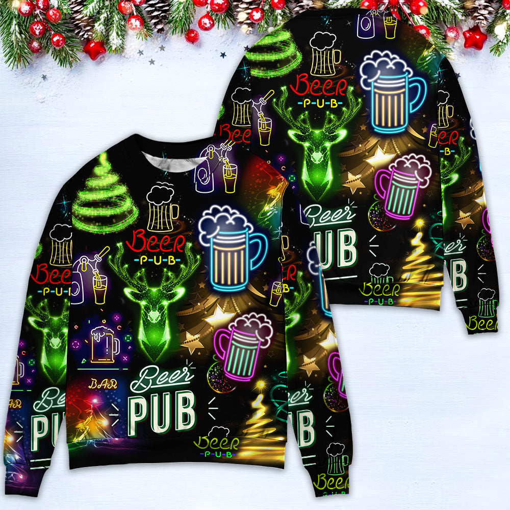 Christmas Beer Neon Sweater For Festive Parties Family Photos And Comfortable Seasonal Wear