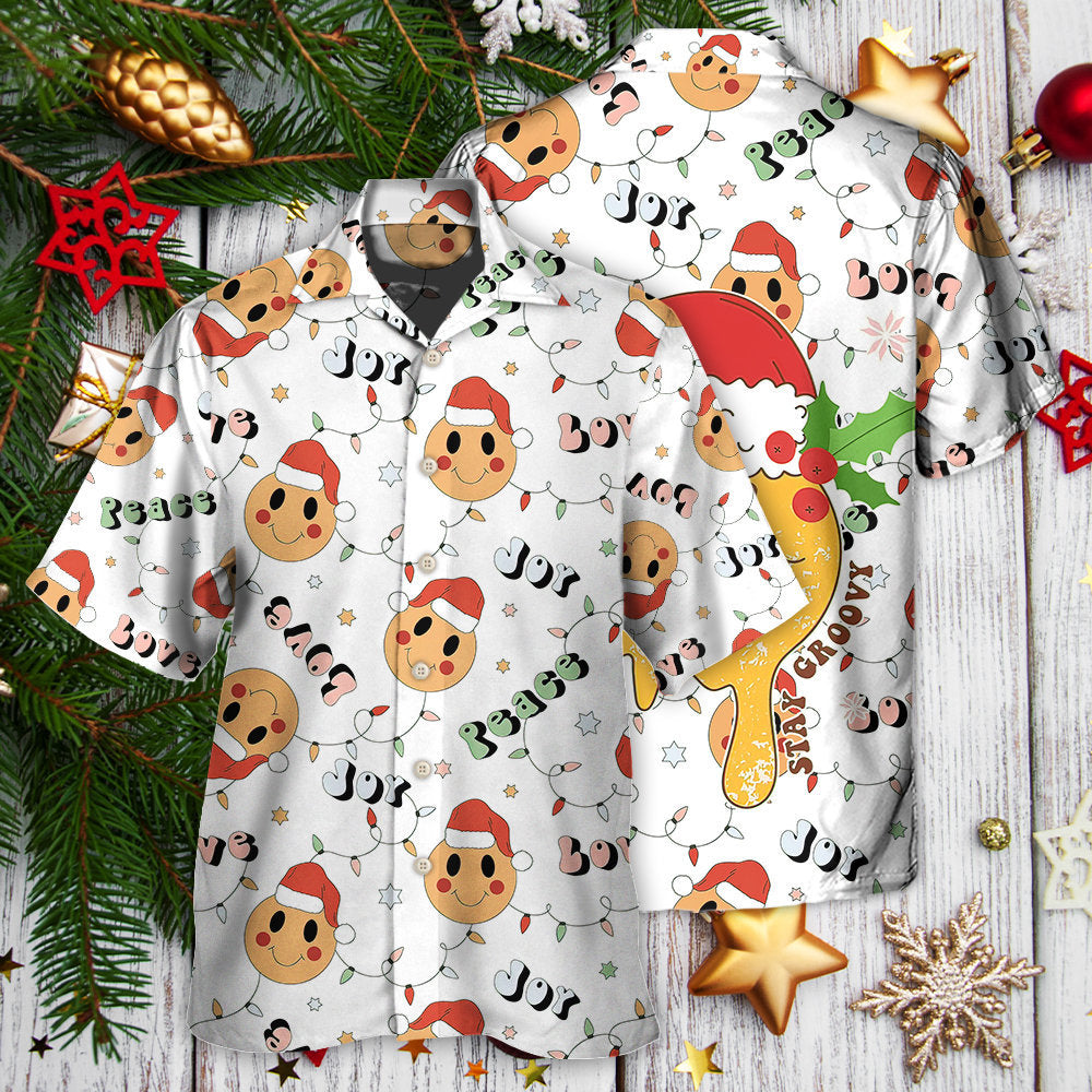 Christmas Hippie Santa Hawaiian Shirt Front Pattern View For Casual Outings