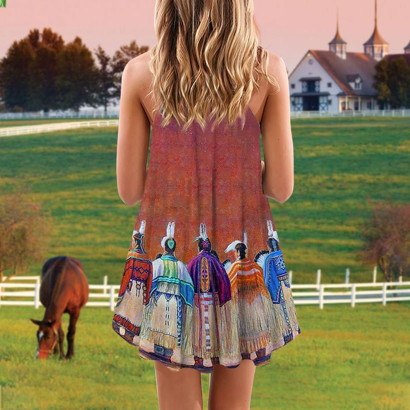 Native People Love Pink V-Neck Sleeveless Cami Dress For Parties And Relaxed Everyday Styling