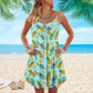 Fruit Pineapple Tropical Fresh V-Neck Sleeveless Cami Dress For Beach Festivals And Comfortable Summer Outfits