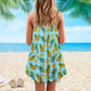Fruit Pineapple Tropical Fresh V-Neck Sleeveless Cami Dress For Beach Festivals And Comfortable Summer Outfits