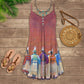 Native People Love Pink V-Neck Sleeveless Cami Dress For Parties And Relaxed Everyday Styling