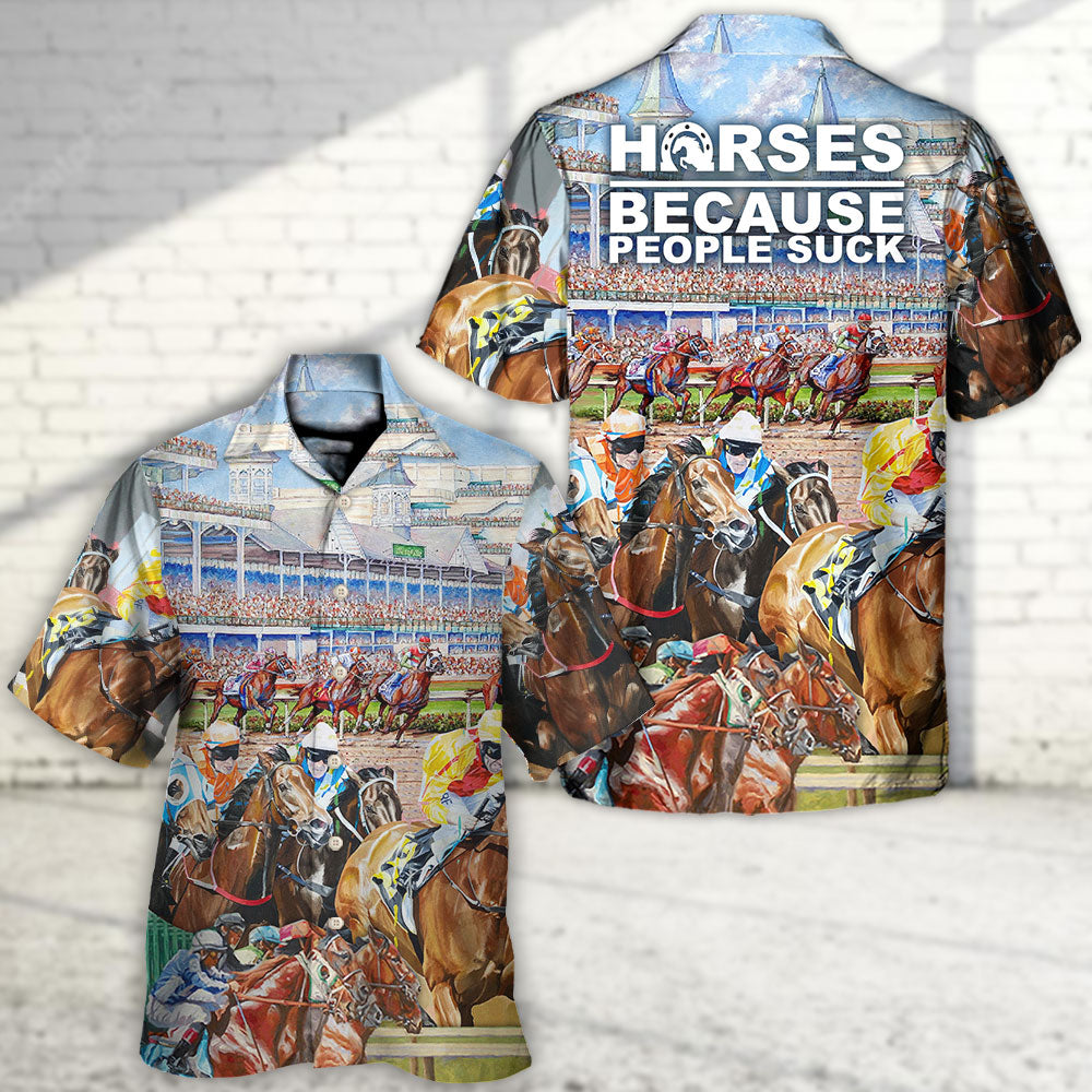 Horseback Riding Horse Hawaiian Shirt Artwork View For Vacation Style