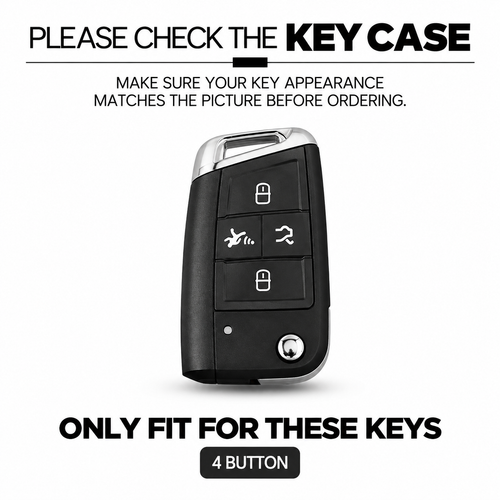 4-Button Black Warrior-Style TPU Car Key Fob Cover for Volkswagen Golf 7 MK7, Tiguan MK2, SEAT Ateca, Leon FR & Ibiza