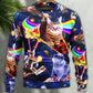 Space Galaxy Cat Food Ride Sweater For Outdoor Activities Weekend Trips And Relaxed Everyday Outfits