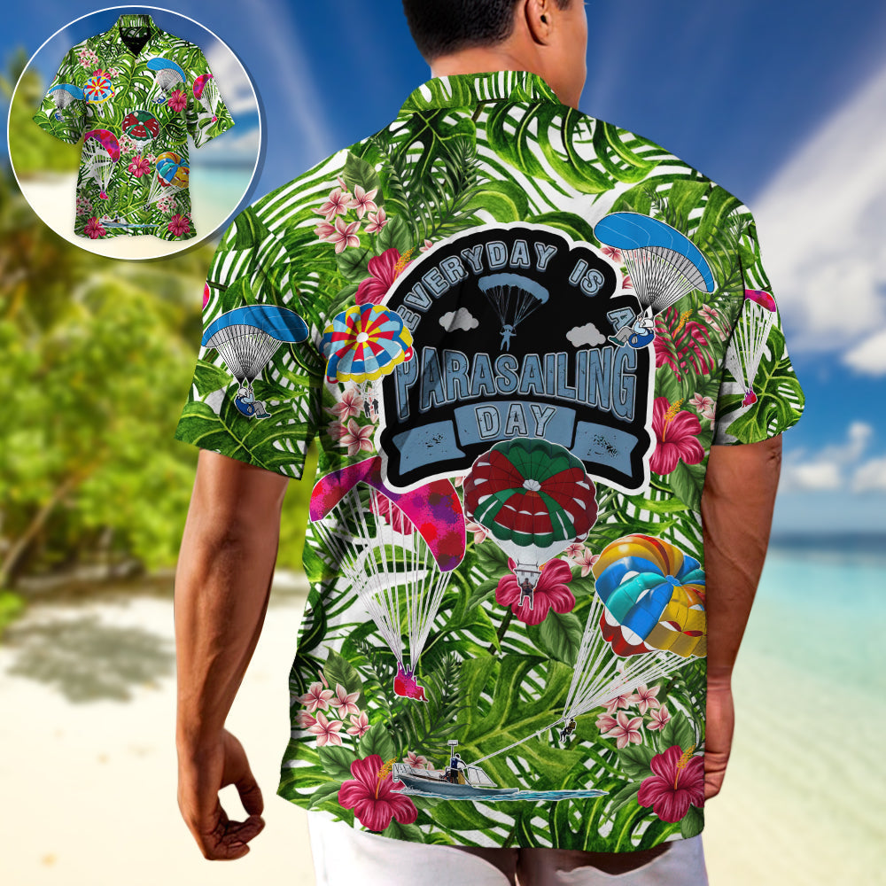 Parasailing Outdoor Passion Hawaiian Shirt Artwork View For Resort Wear