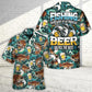 Fishing Beer Hawaiian Shirt Pattern Detail For Outdoor Gatherings
