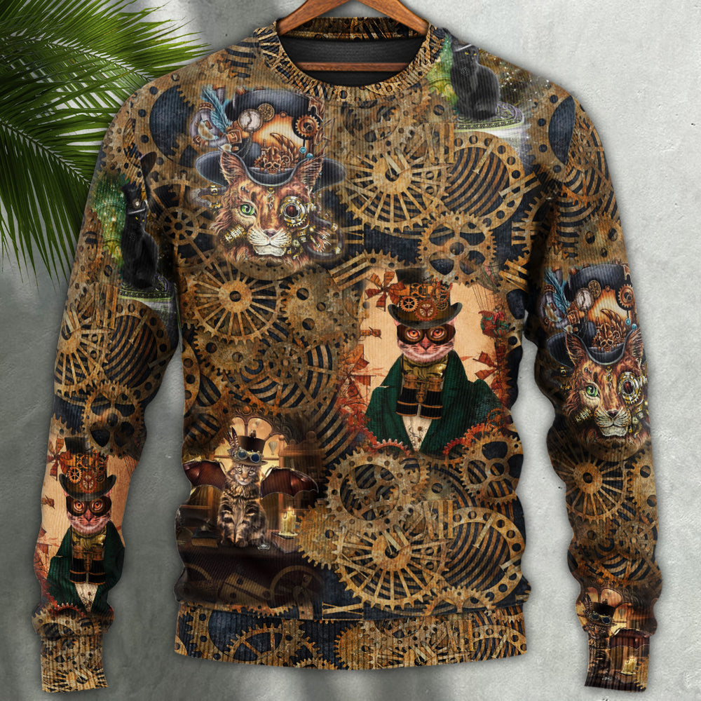 Vintage Cat Retro Heart Sweater For Playful Everyday Outfits Travel And Comfortable Daily Wear