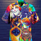 Cute Colorful Cat Hawaiian Shirt Artwork View For Weekend Travel And Beach Style