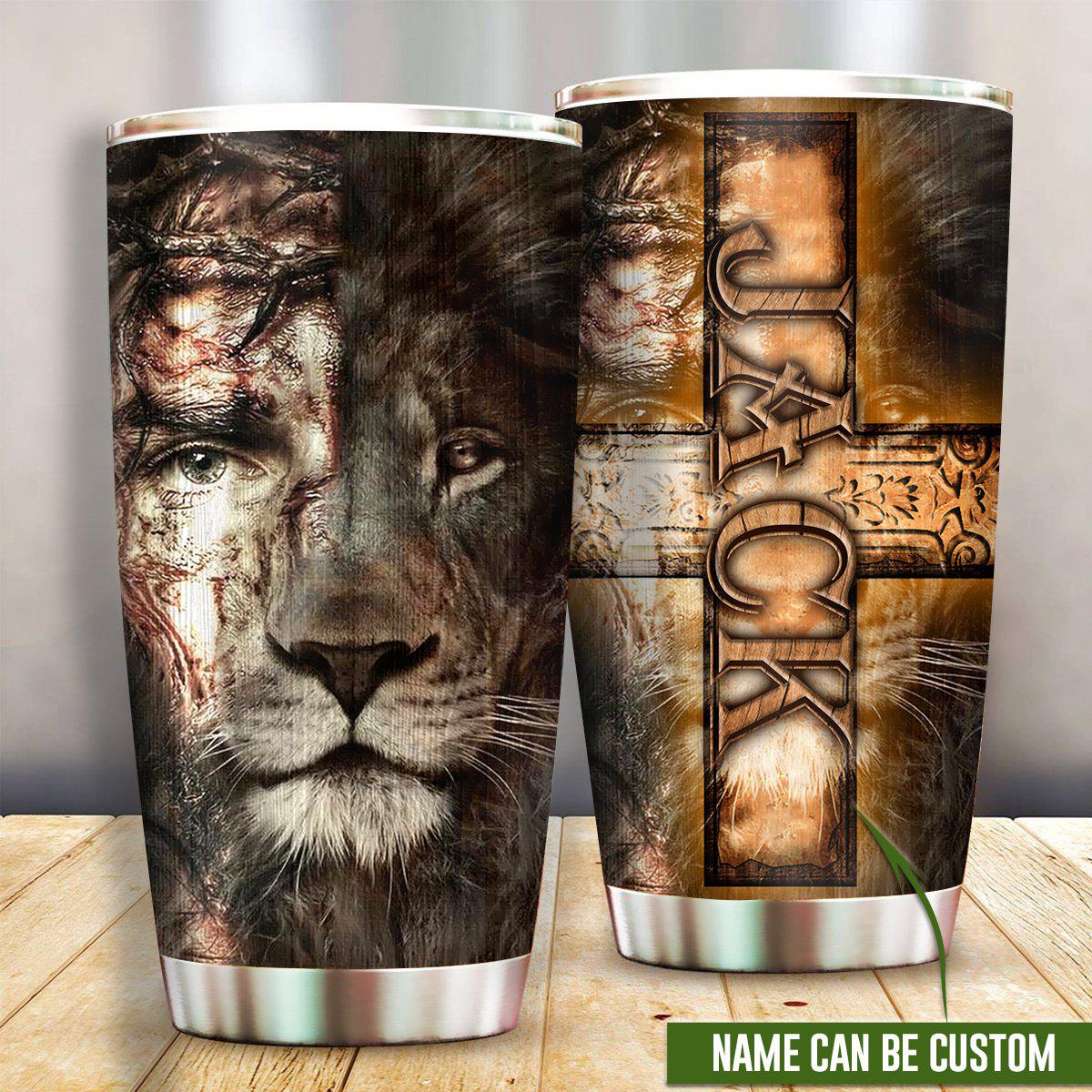 Jesus Lion Love God With Personalized 20 Oz Tumbler For Coffee Travel And Daily Drinks