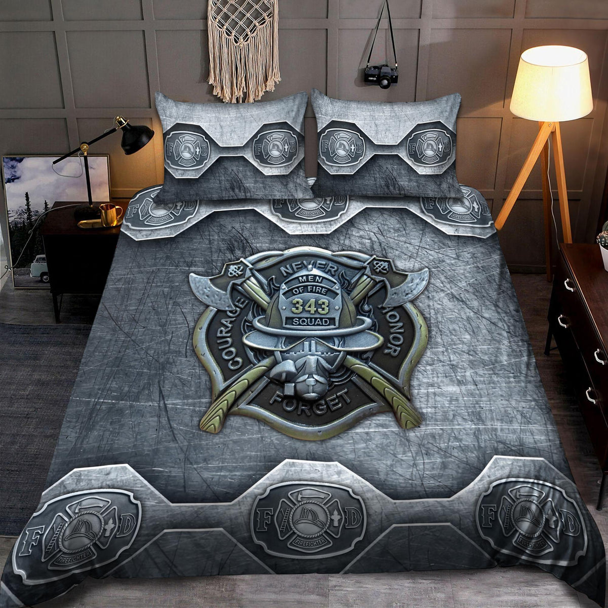 343 Firefighter Squad Bedding Cover For Firefighter Bedroom Decor