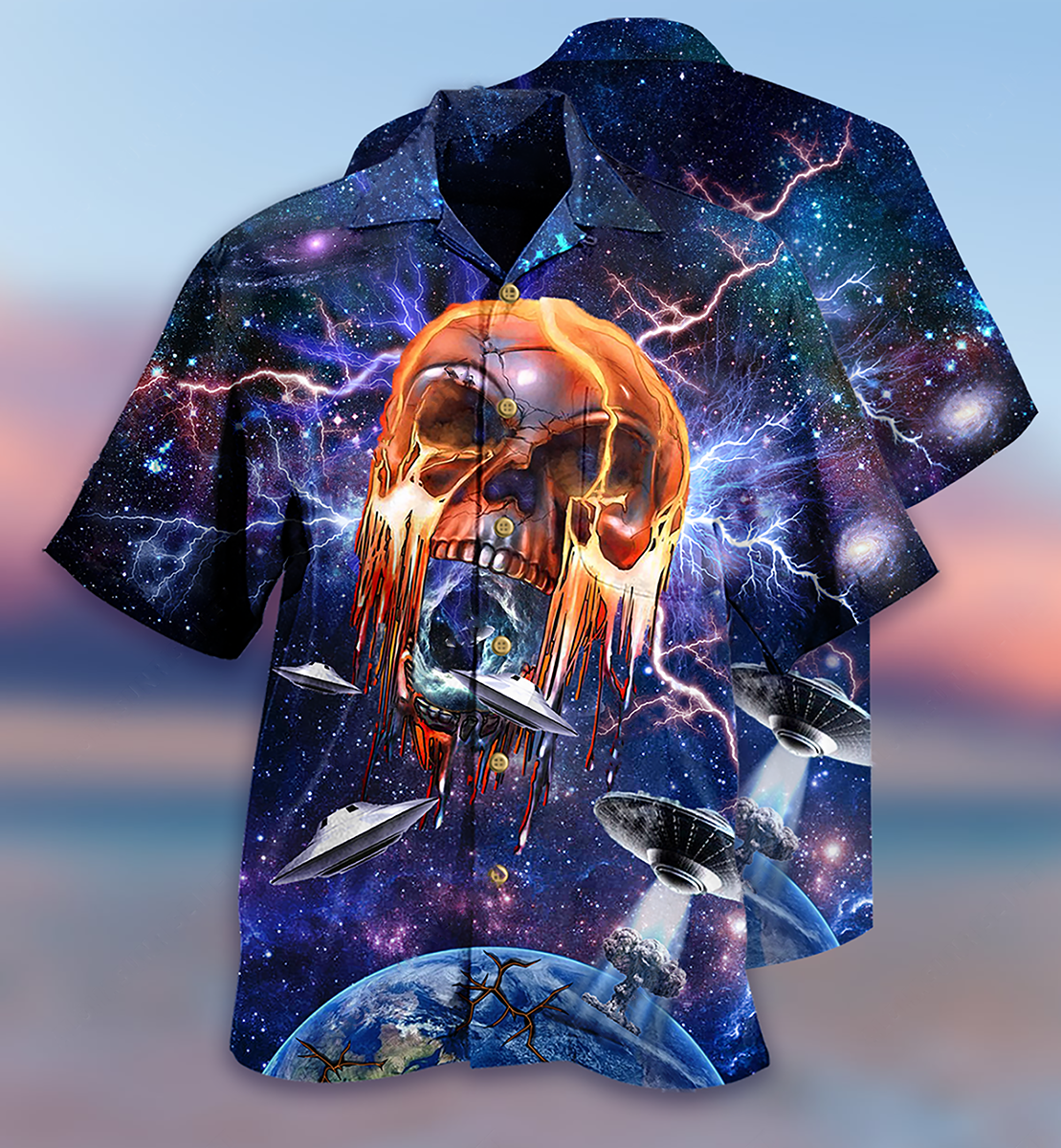 Galaxy Skull Hawaiian Shirt With Detailed Graphic For Island Trips Summer Gatherings And Comfortable Daily Wear