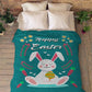 Easter Happy Bunny Flannel Blanket For Cozy Bedroom Sofa Decor