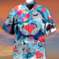 Shark Couple Hawaiian Shirt Design View For Casual Summer Styling