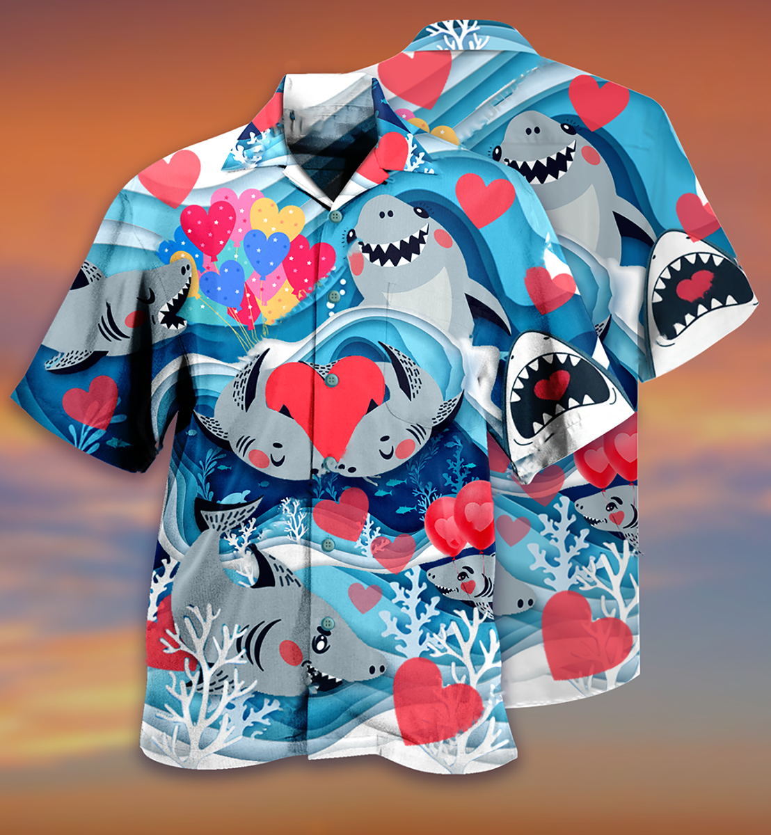 Shark Couple Hawaiian Shirt For Beach Parties And Weekend Getaways