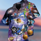 Alien Shark Space Hawaiian Shirt Pattern Detail For Summer Holidays And Outdoor Fun