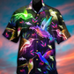 Hummingbird Night Hawaiian Shirt Pattern Detail For Summer Holidays And Outdoor Fun