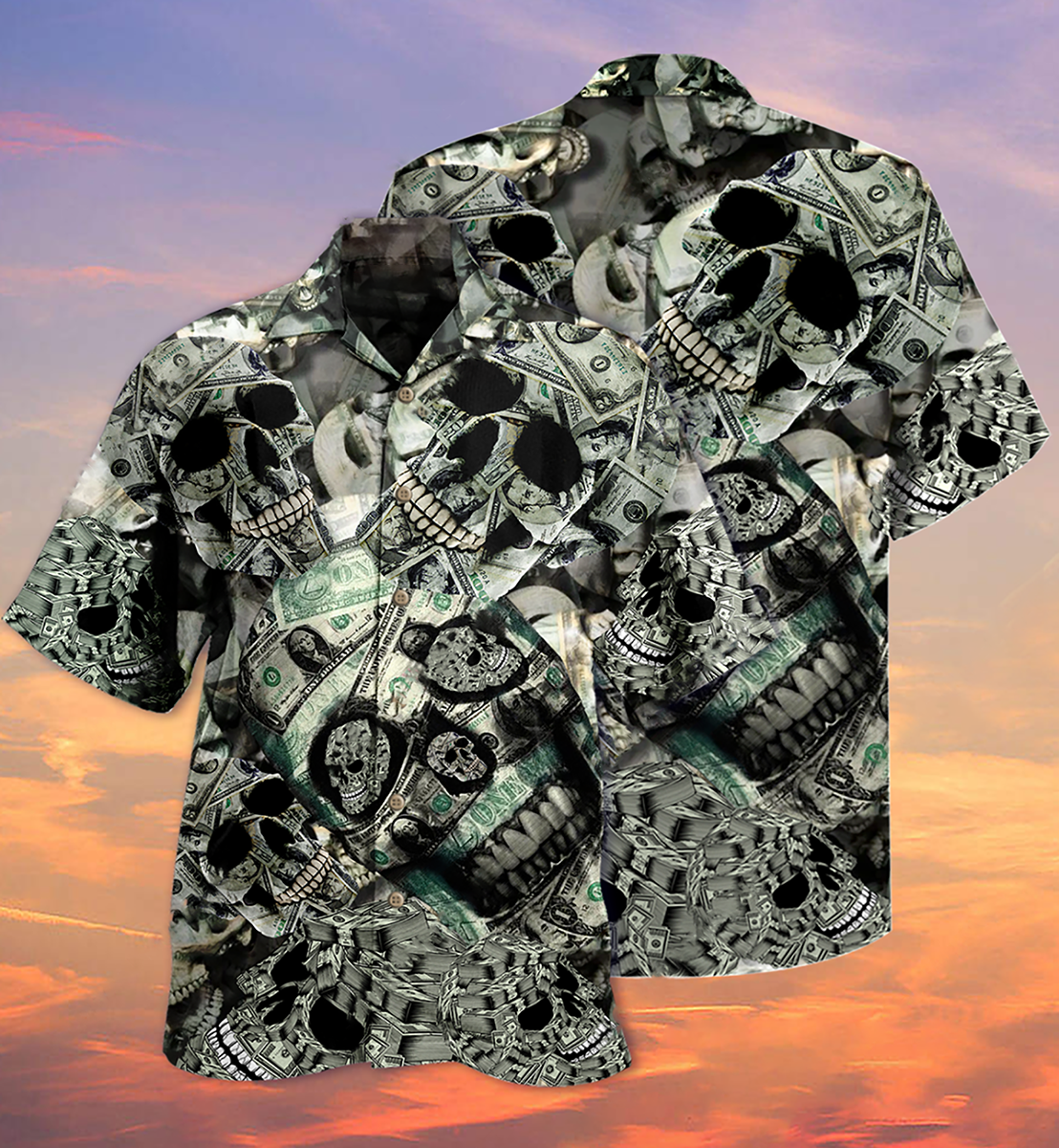 Skull Hawaiian Shirt With Detailed Graphic For Island Vacation Beach Days And Thoughtful Gifting