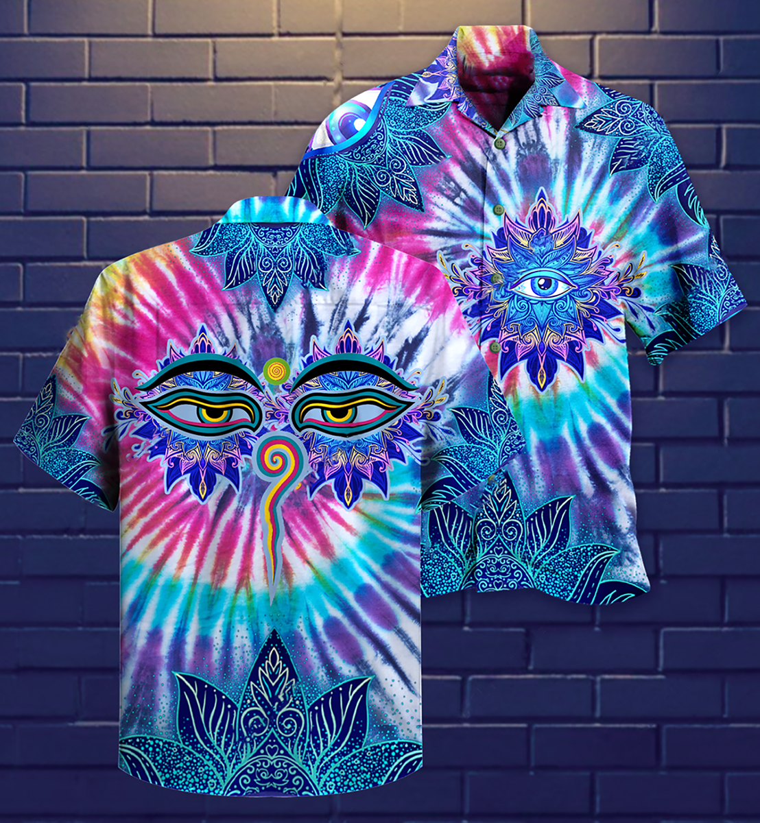 Yoga Eyes Mandala Hawaiian Shirt Design View For Resort Travel And Thoughtful Gifting