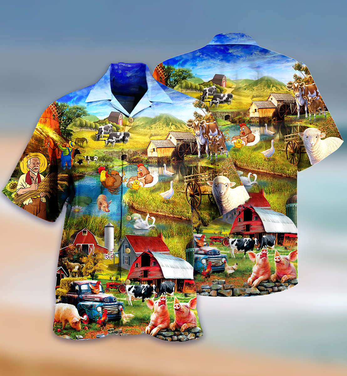 Farm Animals Village Hawaiian Shirt For Vacation Days And Relaxed Coastal Outings