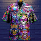 Bohemian Floral Skull Hawaiian Shirt For Summer Vacation And Beach Travel