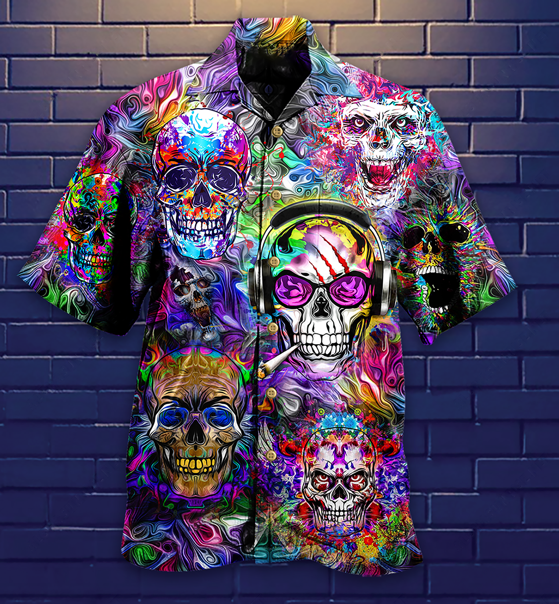 Bohemian Floral Skull Hawaiian Shirt For Summer Vacation And Beach Travel