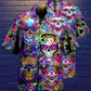 Bohemian Floral Skull Hawaiian Shirt Pattern View For Relaxed Warm Weather Outfits