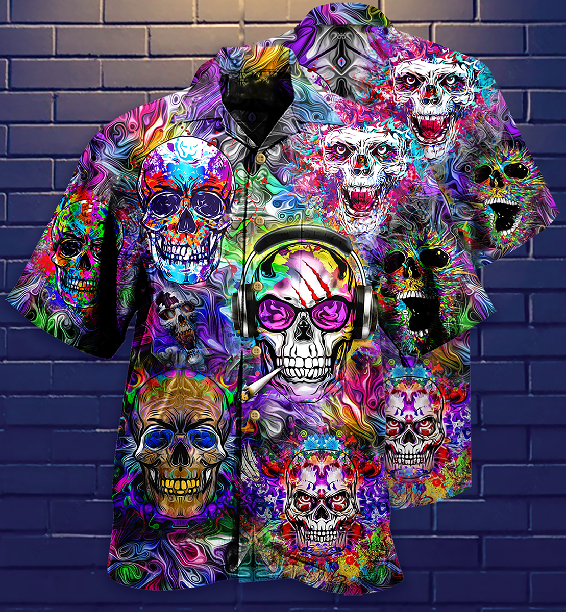 Bohemian Floral Skull Hawaiian Shirt Pattern View For Relaxed Warm Weather Outfits