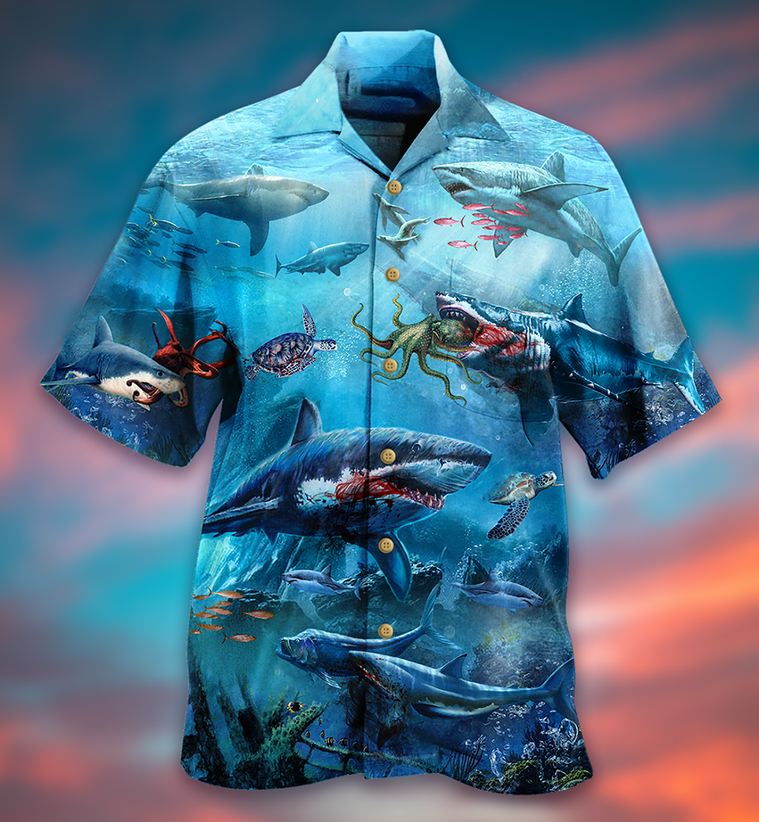 Shark Assassin Hawaiian Shirt For Warm Weather Adventures And Everyday Comfort
