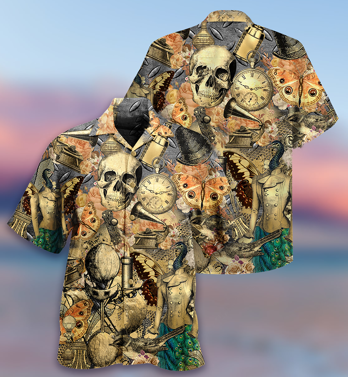 Retro Skull Hawaiian Shirt For Poolside Relaxation And Sunny Getaways