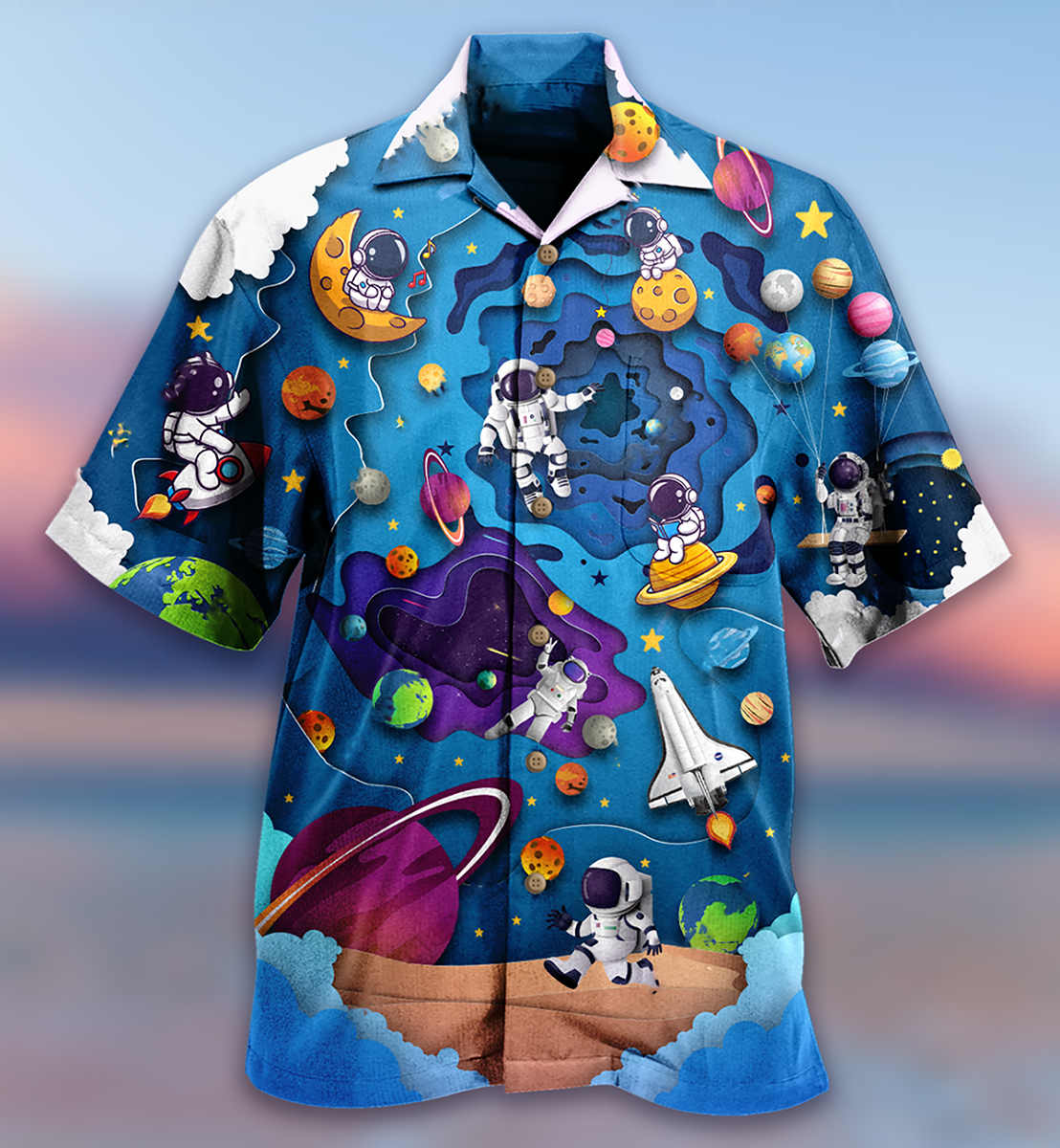 Spaceship Galaxy Hawaiian Shirt For Resort Getaways And Comfortable Summer Activities