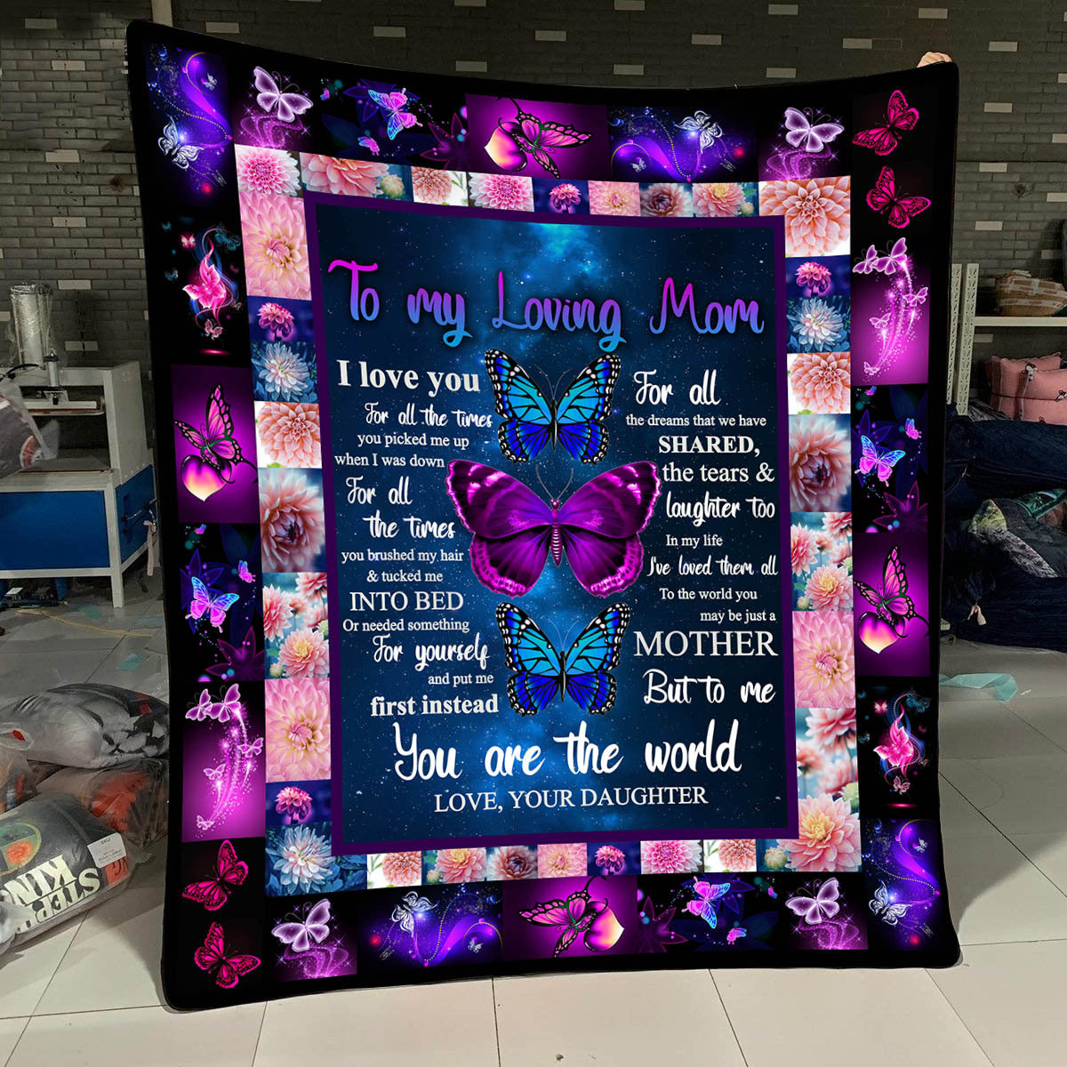 Butterfly To My Mom Flannel Blanket For Cozy Bedroom Sofa Decor